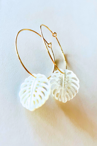 Monstera Mini Hoop Earrings