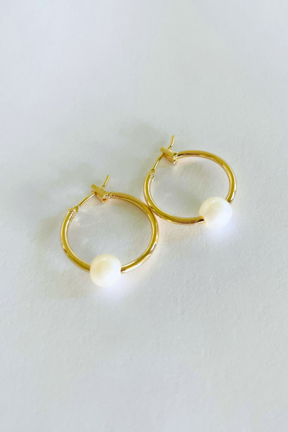 Dainty Freshwater Pearl Hoop Earrings