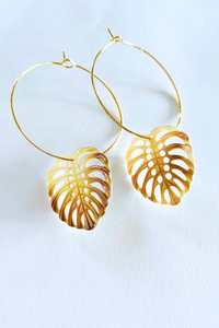 Monstera Mini Hoop Earrings