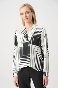 Recycled Satin Geometric Print Boxy Top
