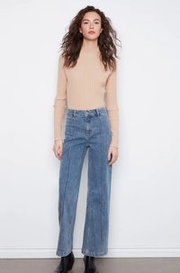 Wide Leg Jeans with Front Seam Detail