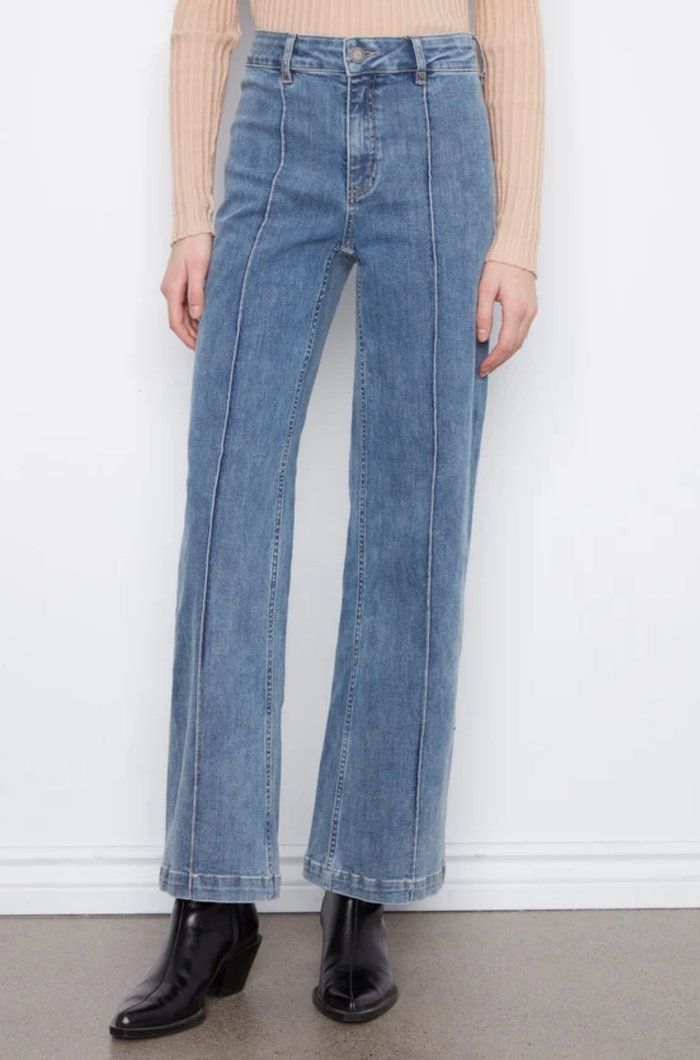 Wide Leg Jeans with Front Seam Detail
