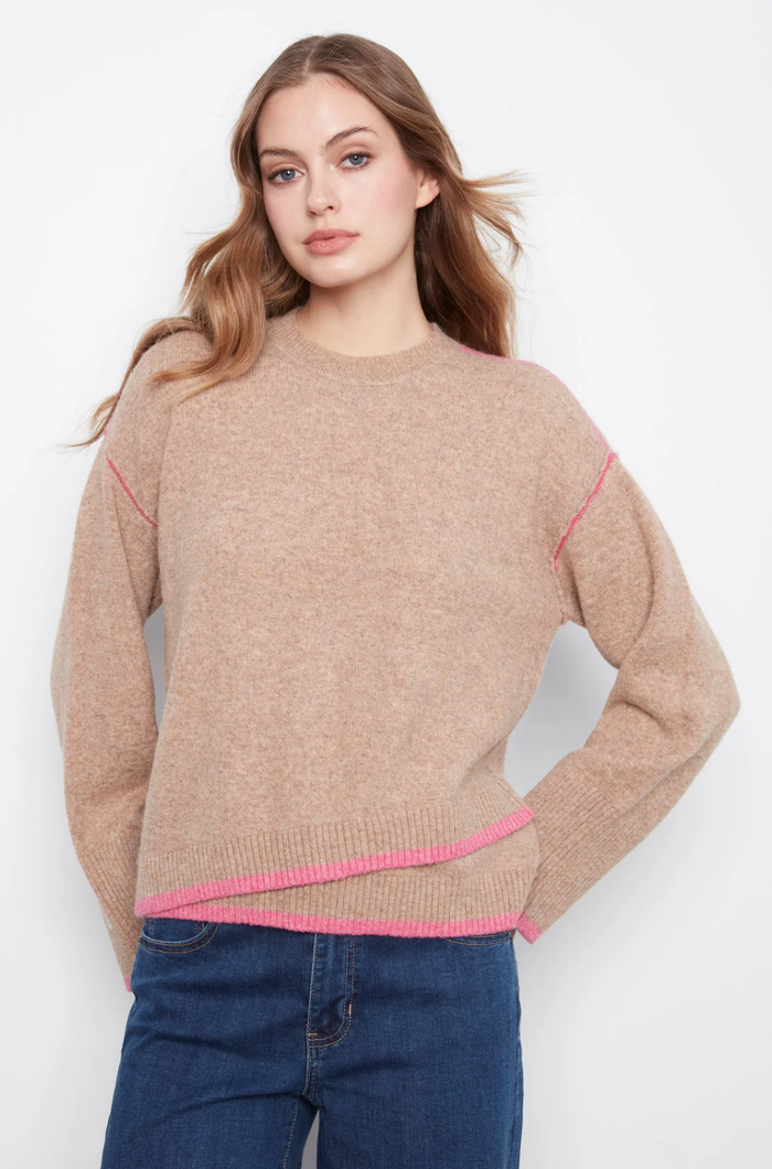 Contrast Trim Crew Neck Sweater