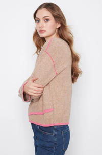 Contrast Trim Crew Neck Sweater