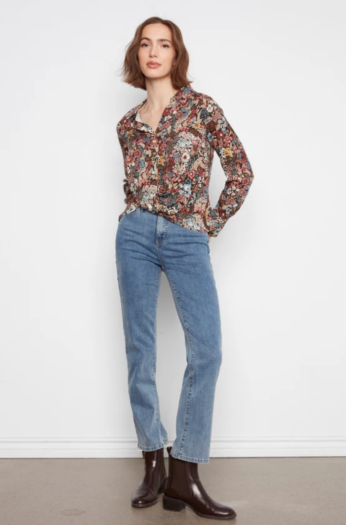 Printed Shirt With Twisted Front - Azalea