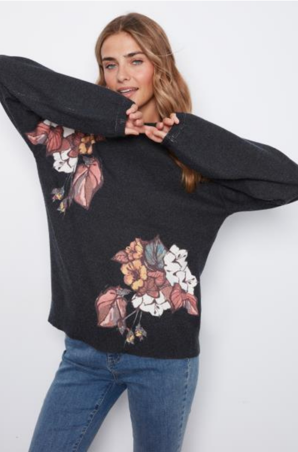 Long Sleeve Mock Neck Sweater ~ Hibiscus