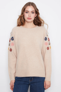 Long Sleeve Raglan Sweater w/ Embroidery