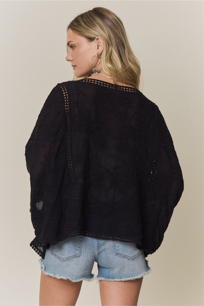 Boho Embroidered Kimono Cardigan