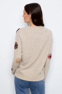 V-Neck Floral Embroidered Sweater