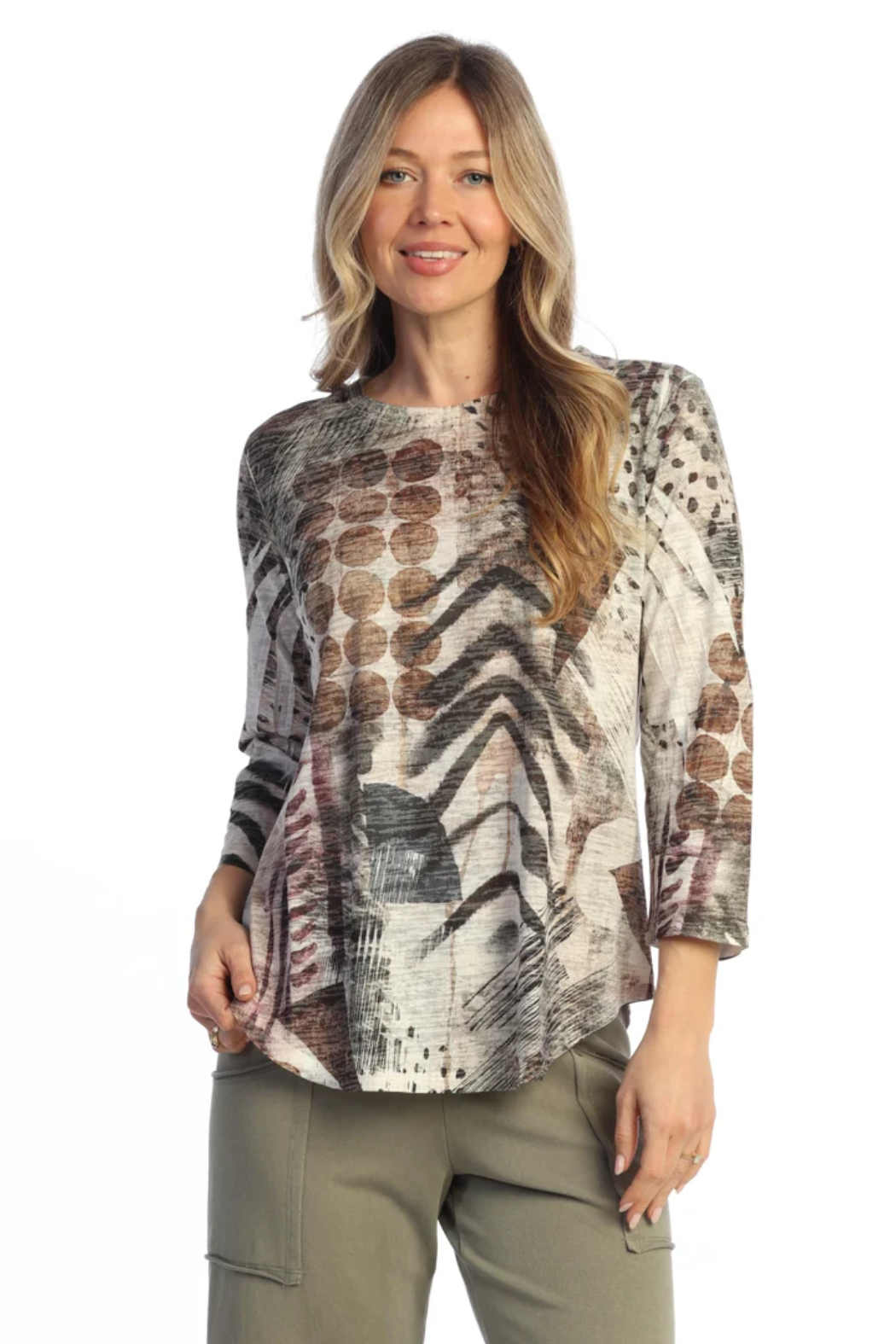 Nomadic 3/4 Sleeve Top - Round Hem