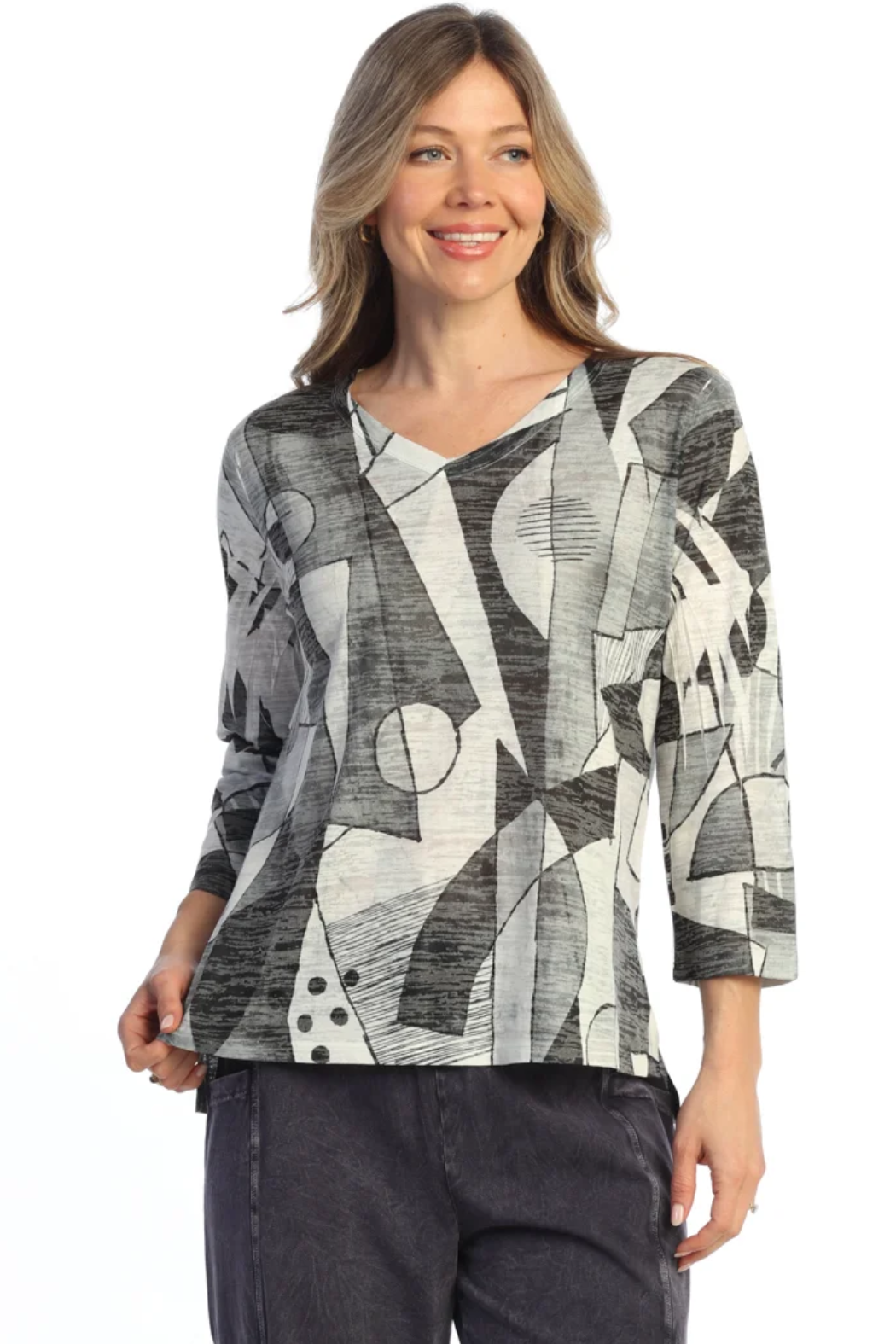 Noir Burnout Hi-Lo Tunic Top - Side Slits