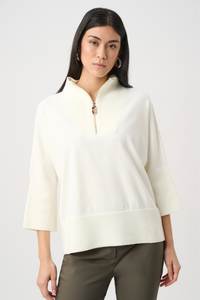 Brushed Viscose And Nylon Funnel-Neck Sweater