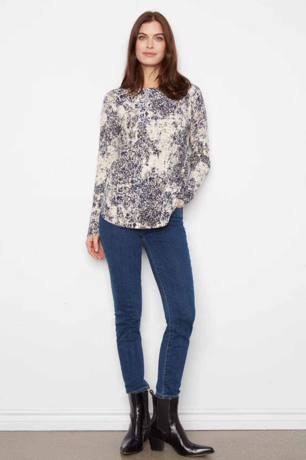 Printed Rounded Hem Sweater - Seraphine