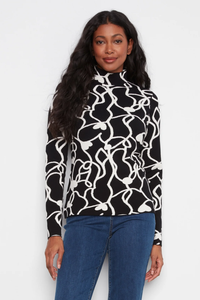 Reversible Mock Neck Sweater - Linework